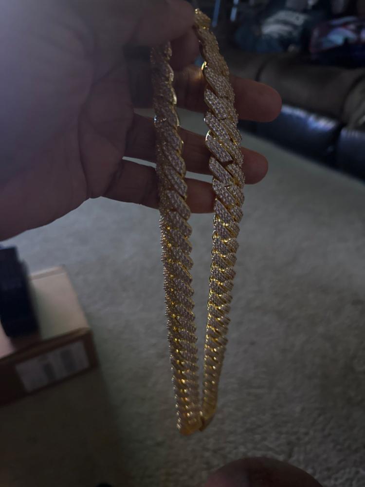 19MM 2-Row Iced Prong Cuban Bracelet In Gold - Customer Photo From John A.