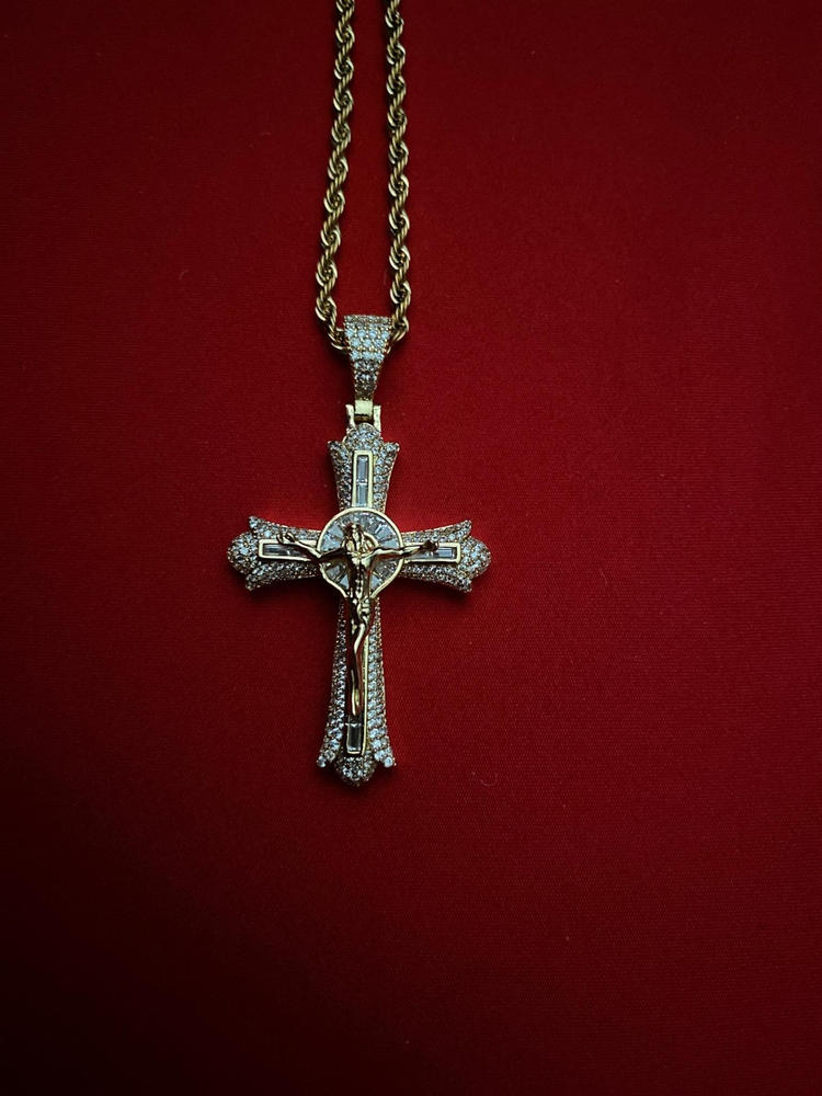 Jesus Crucifix Baguette Cross 18K Necklace - Customer Photo From Joseph B.