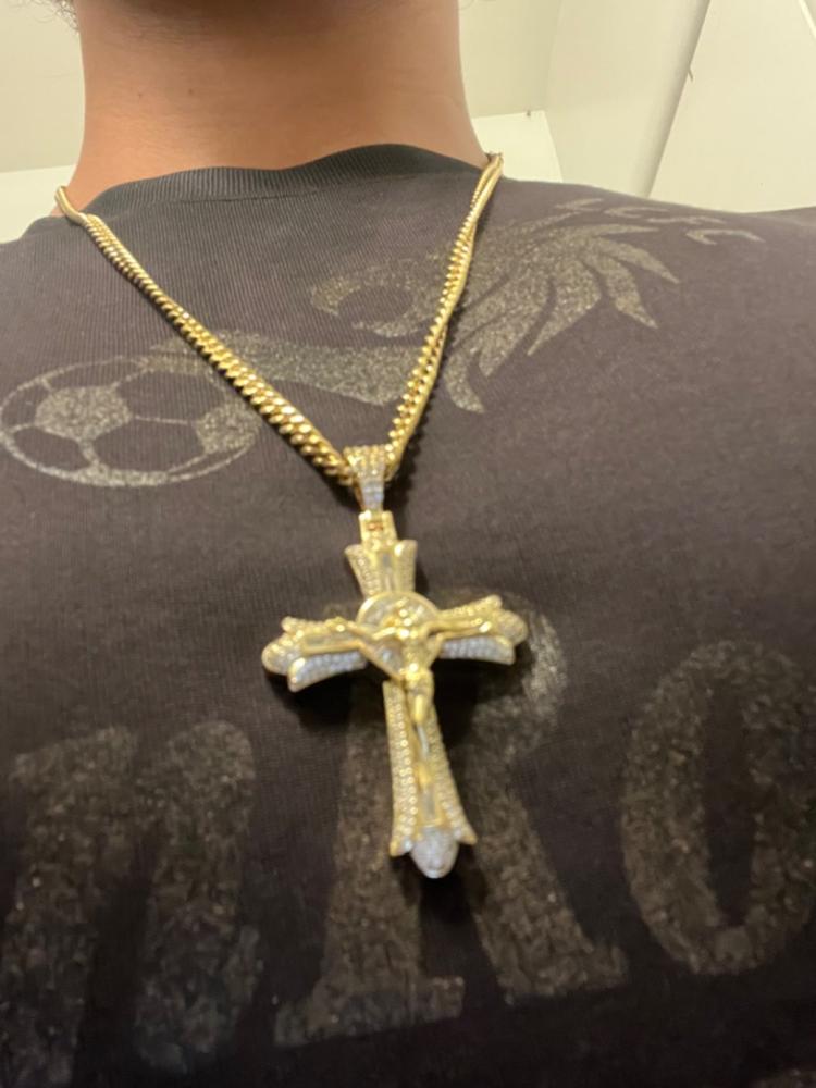 Jesus Crucifix Baguette Cross 18K Necklace - Customer Photo From Jonathan Q.