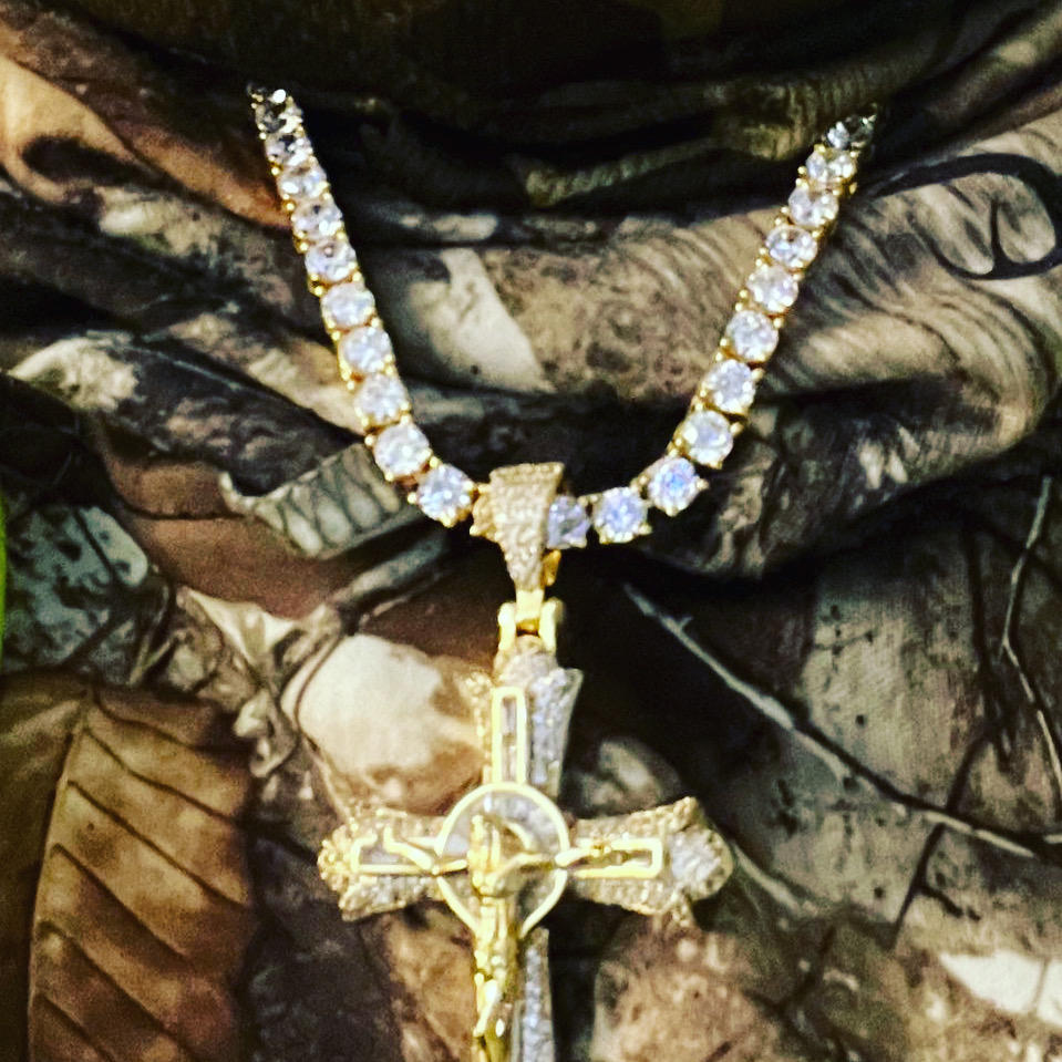 Jesus Crucifix Baguette Cross 18K Necklace - Customer Photo From Michael C.