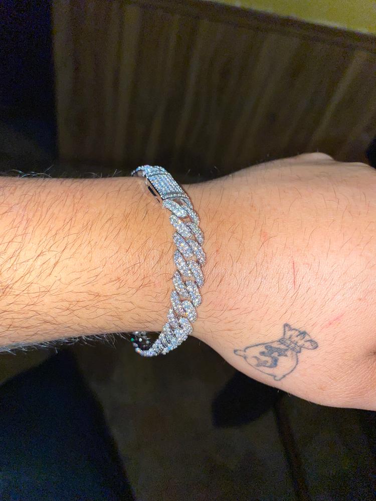 Cuban Link Bracelet (10MM) In White Gold - Customer Photo From Tony G.