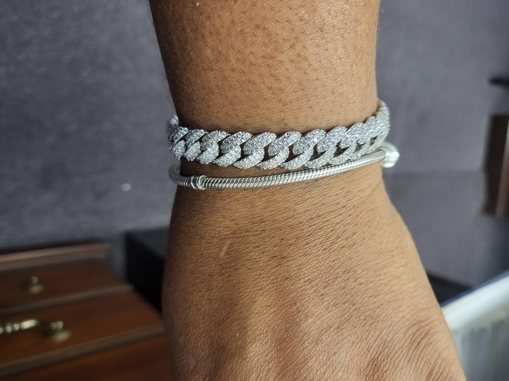 Cuban Link Bracelet (10MM) In White Gold - Customer Photo From Michelle J.