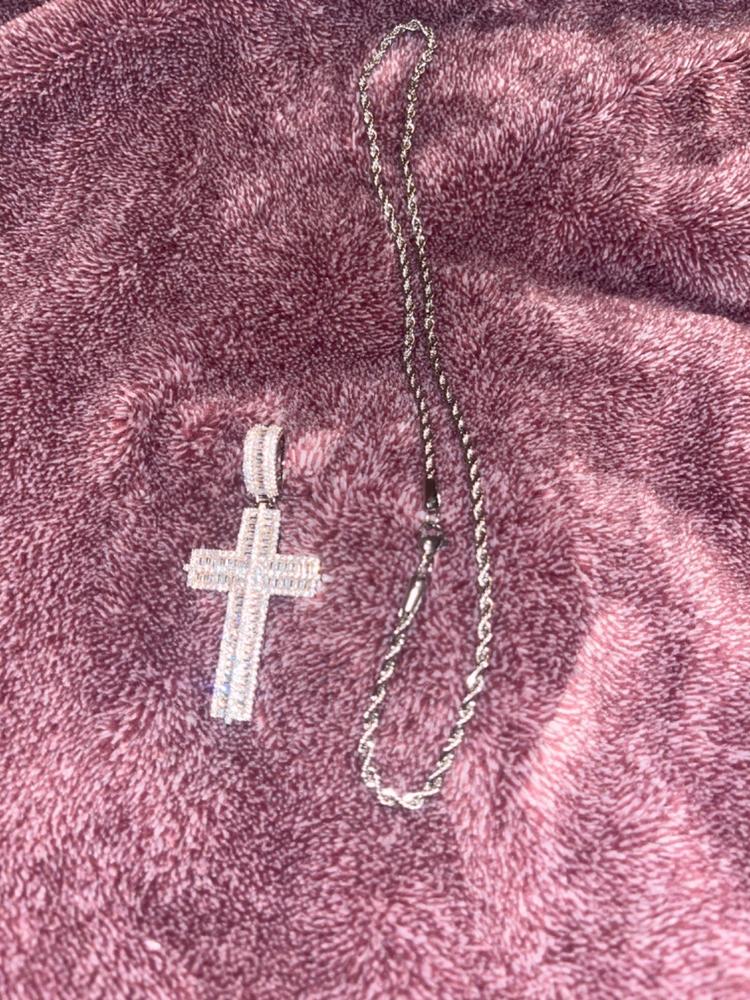 Baguette Cross Necklace - Customer Photo From Krys J.