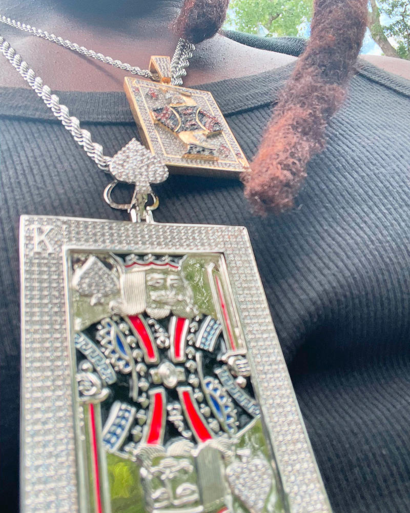 Iced Solid Large Royal King Poker Necklace - Customer Photo From Jovon S.