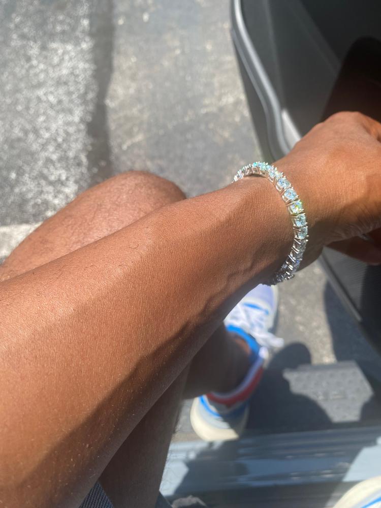 5MM 925S & VVS Moissanite Tennis Bracelet White Gold - Customer Photo From John 