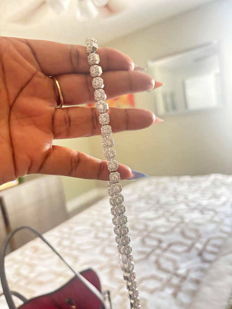 Micro Clustered Tennis Necklace in White Gold - Customer Photo From Tight O.