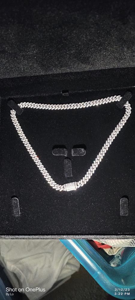 6MM Iced Cuban Link In White Gold - Customer Photo From Lo