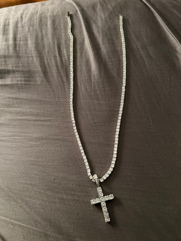 Bundle White Gold Iced Cross + 3mm Iced Tennis Chain - Customer Photo From Davren ColeCole