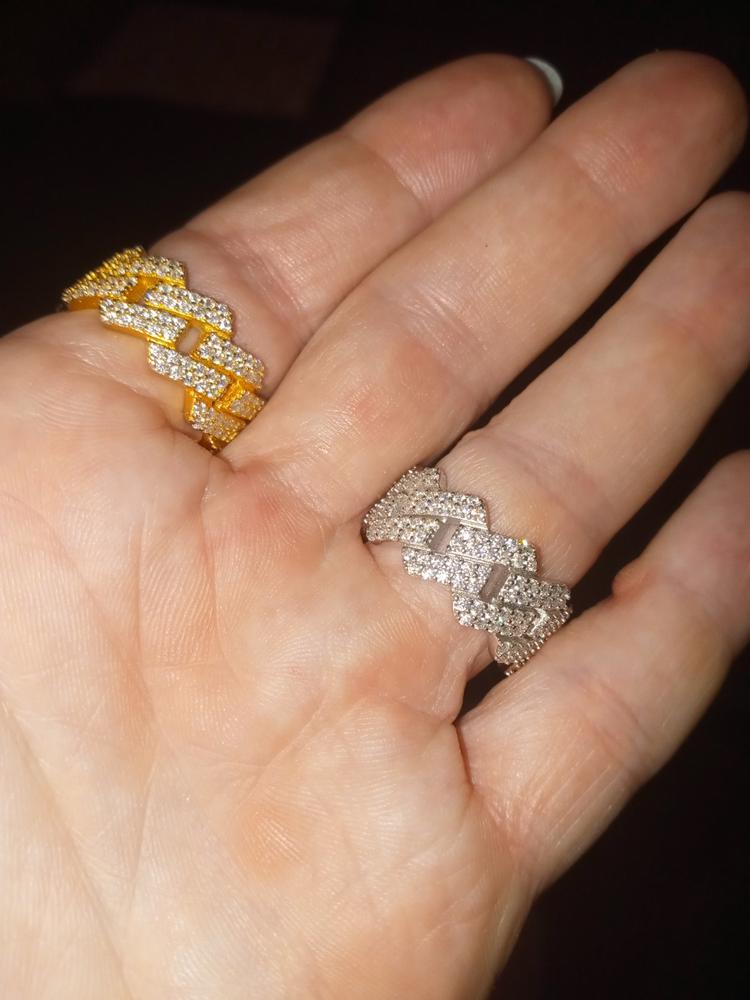 925S & VVS Moissanite Cuban Link Ring White Gold - Customer Photo From Paul P.