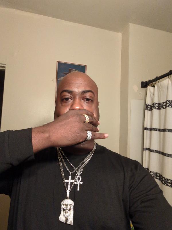 925S & VVS Moissanite Cuban Link Ring White Gold - Customer Photo From Brian P.