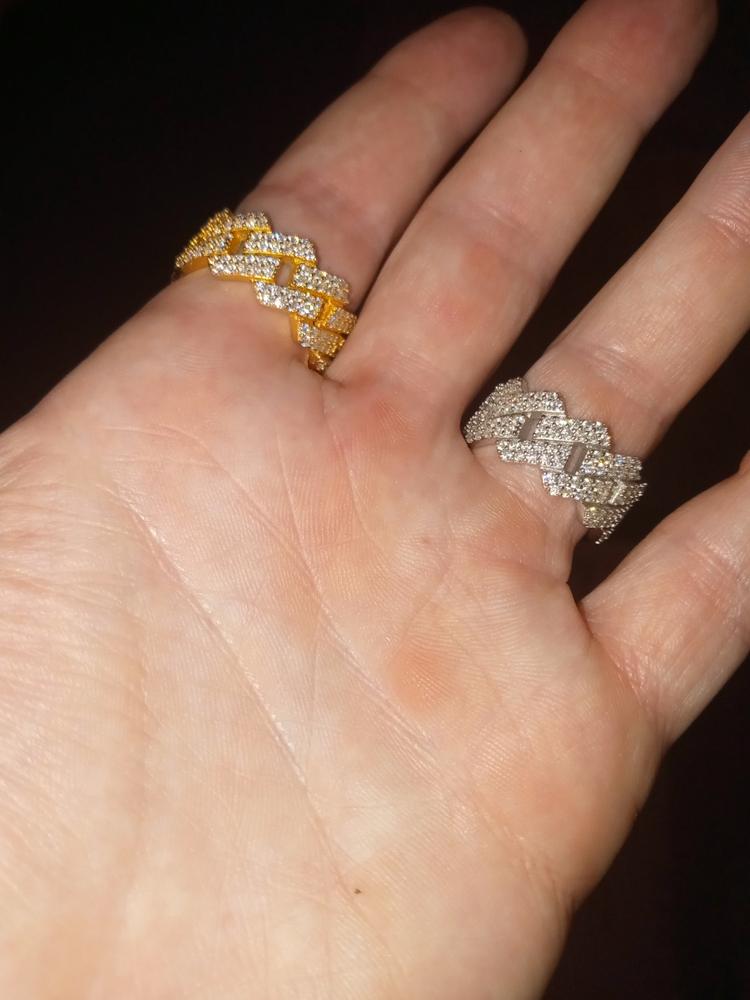 925S & VVS Moissanite Cuban Link Ring White Gold - Customer Photo From Paul P.