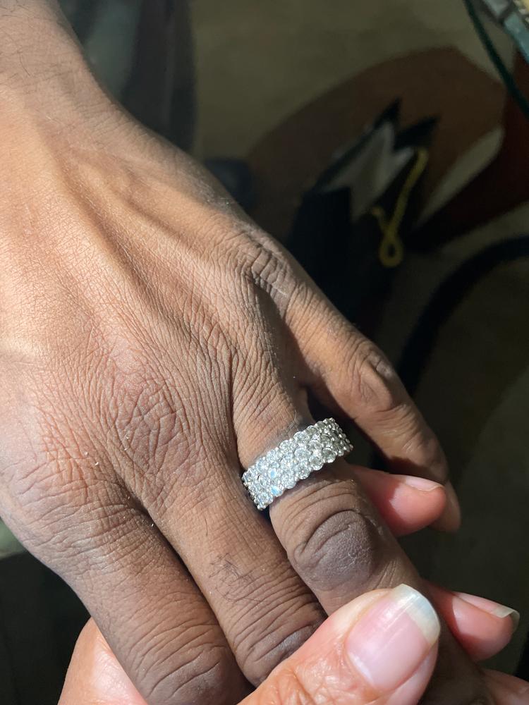 925S & VVS Moissanite 3-Row Eternity Ring White Gold - Customer Photo From Shawn