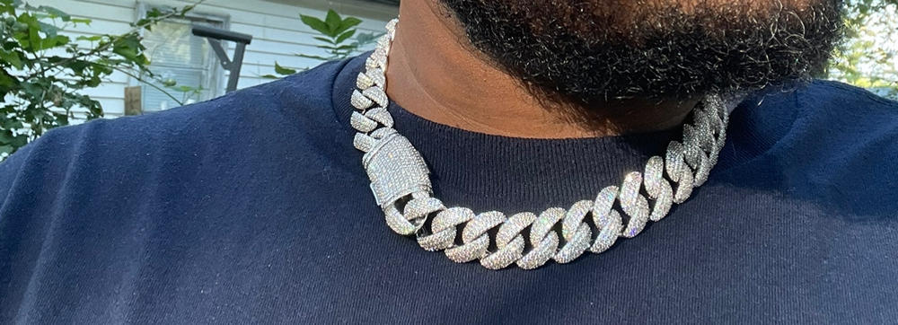 18mm Curved Clasp Bubble Cuban Link Chain - Customer Photo From Troy T.