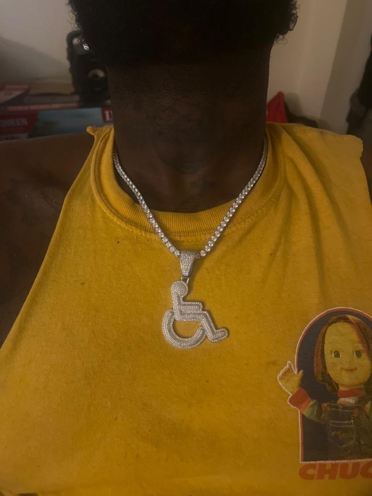 18K Gold-Plated Disabled Sign Necklace - Customer Photo From James C.