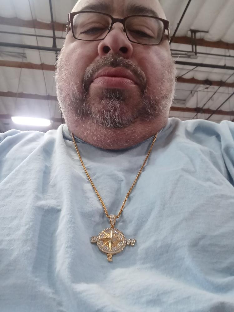 Two-tone Iced 31mm CZ  Cuban Link  Pendant In Yellow Gold-Plated - Customer Photo From Rene K.