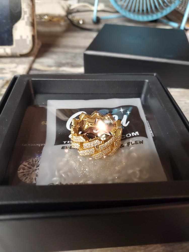 925S & VVS Moissanite Cuban Link Ring 18K Gold - Customer Photo From Greg W.