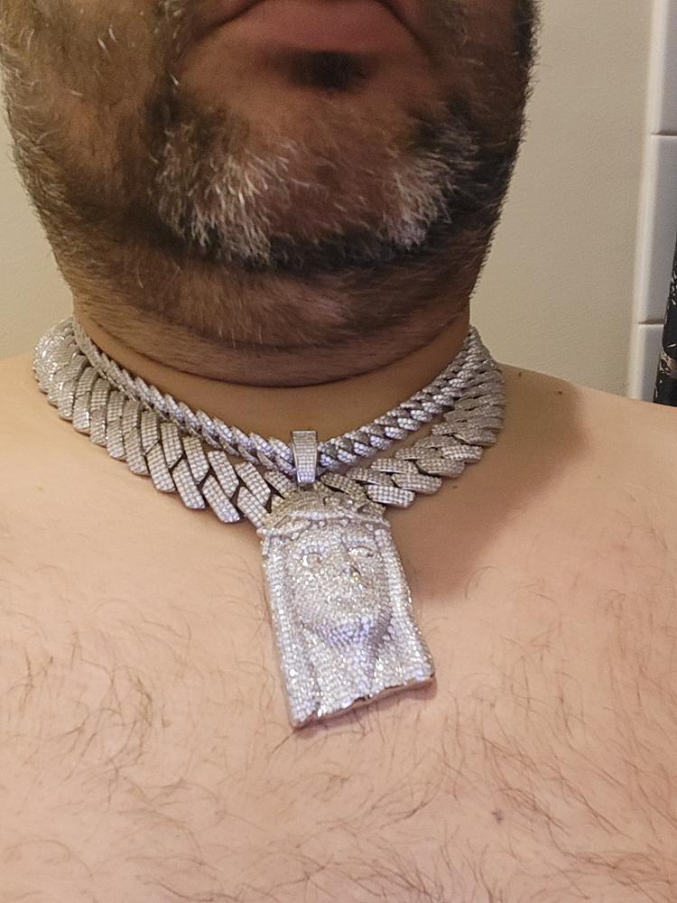 Large Size Jesus Pave Iced Necklace - Customer Photo From Jerry B.