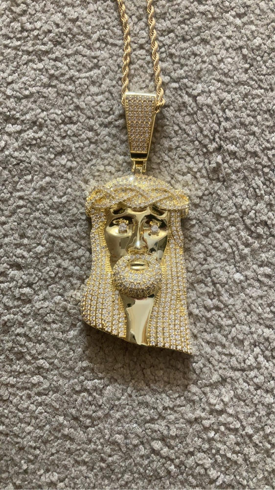 18K Gold-Plated AAA CZ Retro Jesus Pendant - Customer Photo From Lauren H.