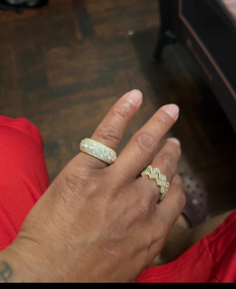 925S & VVS Moissanite Layered Diamond Ring 18K Gold - Customer Photo From Keith A.