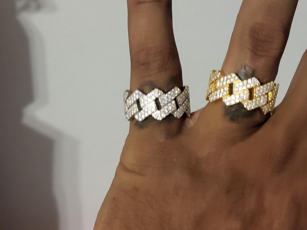 925S & VVS Moissanite Cuban Link Ring 18K Gold - Customer Photo From Cecil D.