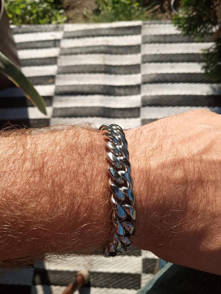 12mm 18K Gold-Plated Classic Miami Cuban Link Bracelet - Customer Photo From Geoff T.