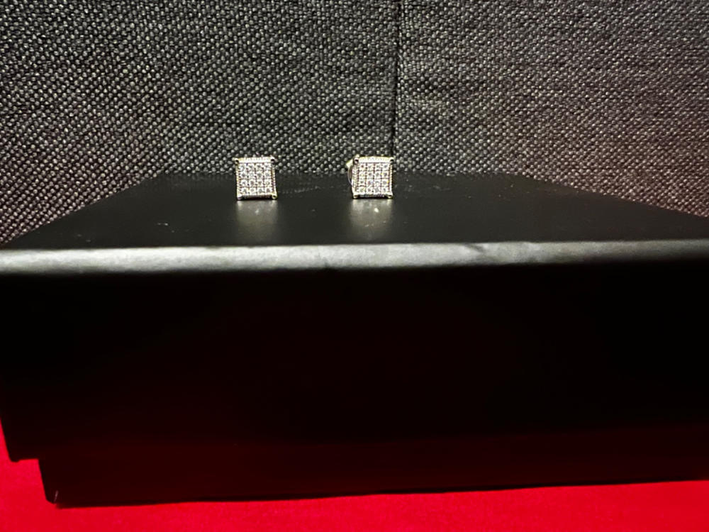 925s & VVS Moissanite 3D Cube Earrings WhiteGold - Customer Photo From Ronald M.