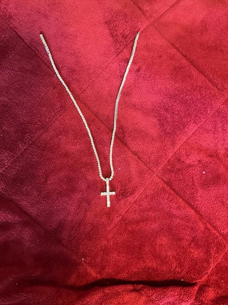 Bundle White Gold Iced Cross + 3mm Iced Tennis Chain - Customer Photo From Darnell o.