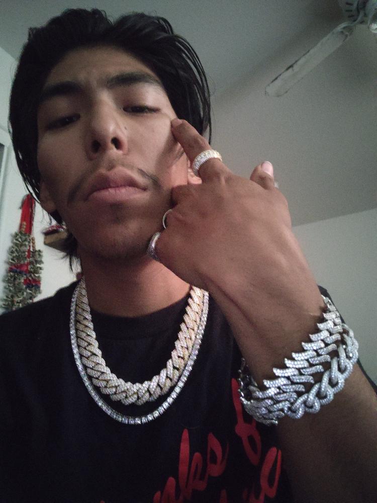 19mm 2-Row Iced Prong Cuban Chain In 18K Gold - Customer Photo From Jacob C.