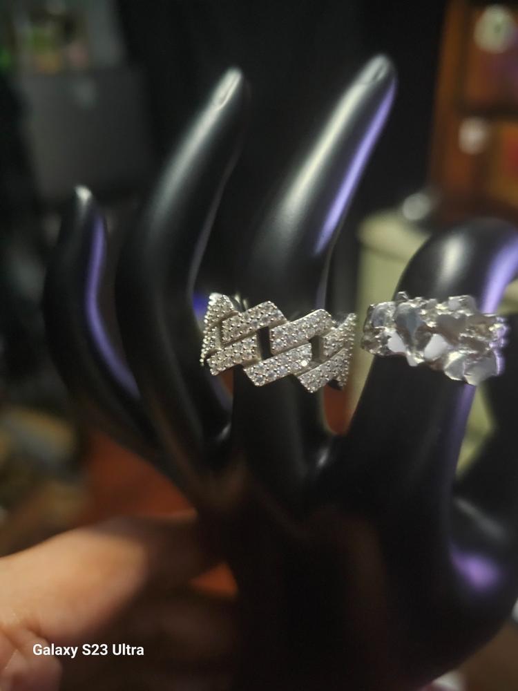 925S & VVS Moissanite Cuban Link Ring White Gold - Customer Photo From Francis C.