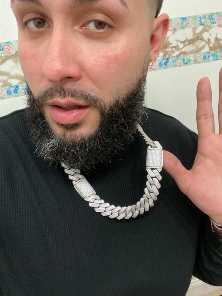 19MM 3Row Prong Cuban Link Necklace + Bracelet Bundle In WhiteGold - Customer Photo From Ralph S.