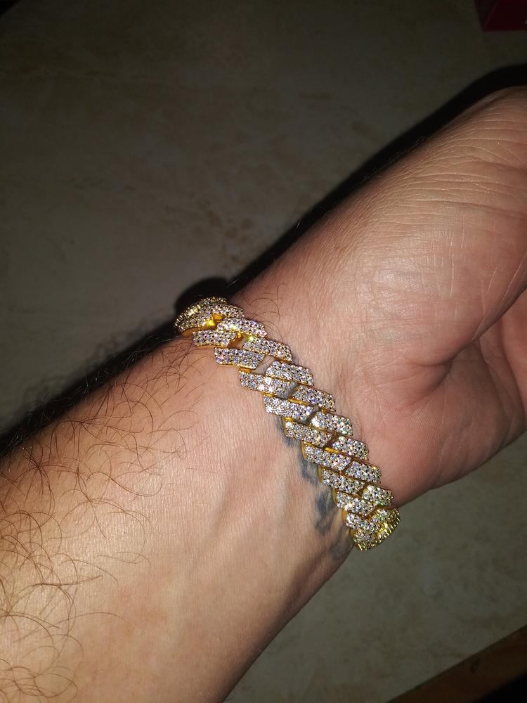 925S & VVS Moissanite 12MM Prong Cuban Bracelet - Customer Photo From Kevin