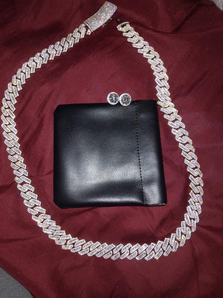 13mm Curved Clasp Baguette Prong Cuban Chain - Customer Photo From Tia T.