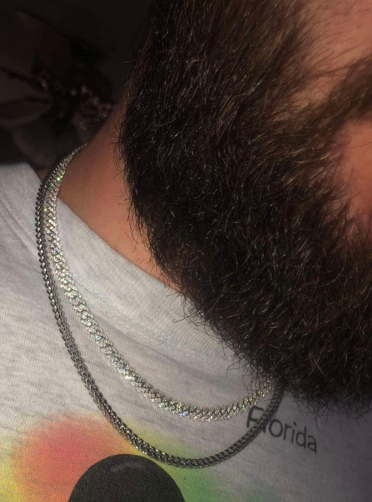 925S & VVS Moissanite 6.5MM Prong Cuban Link Chain - Customer Photo From Aaron S.