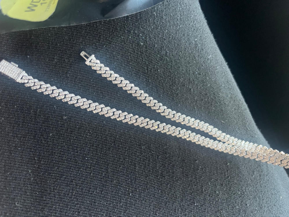 925S & VVS Moissanite 6.5MM Prong Cuban Link Chain - Customer Photo From Faraji A.