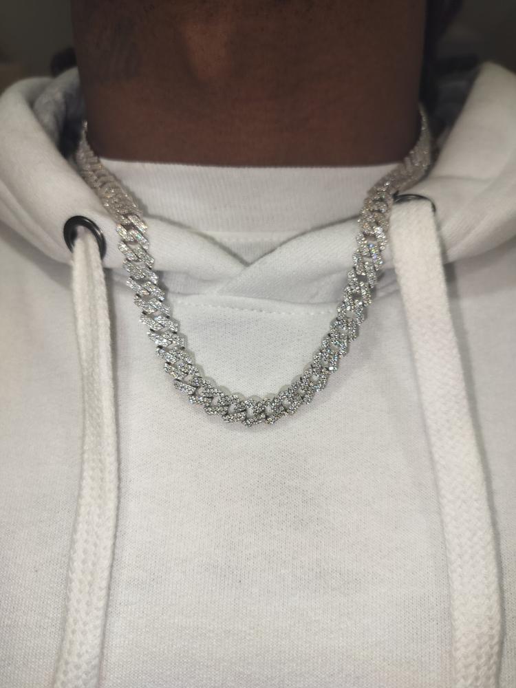 925S & VVS Moissanite 8MM Two Row Prong Cuban Link Chain - Customer Photo From Donte H.