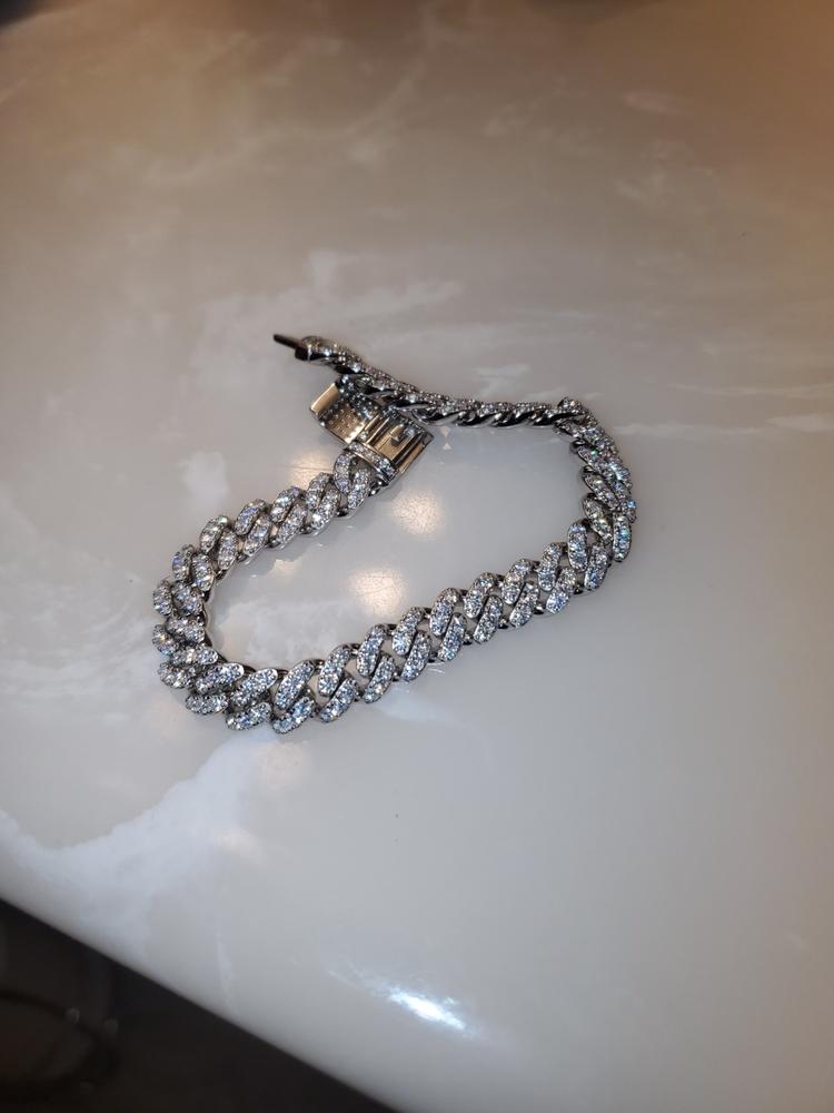 925S & VVS Moissanite 8.5MM Cuban Bracelet - Customer Photo From Robert E.
