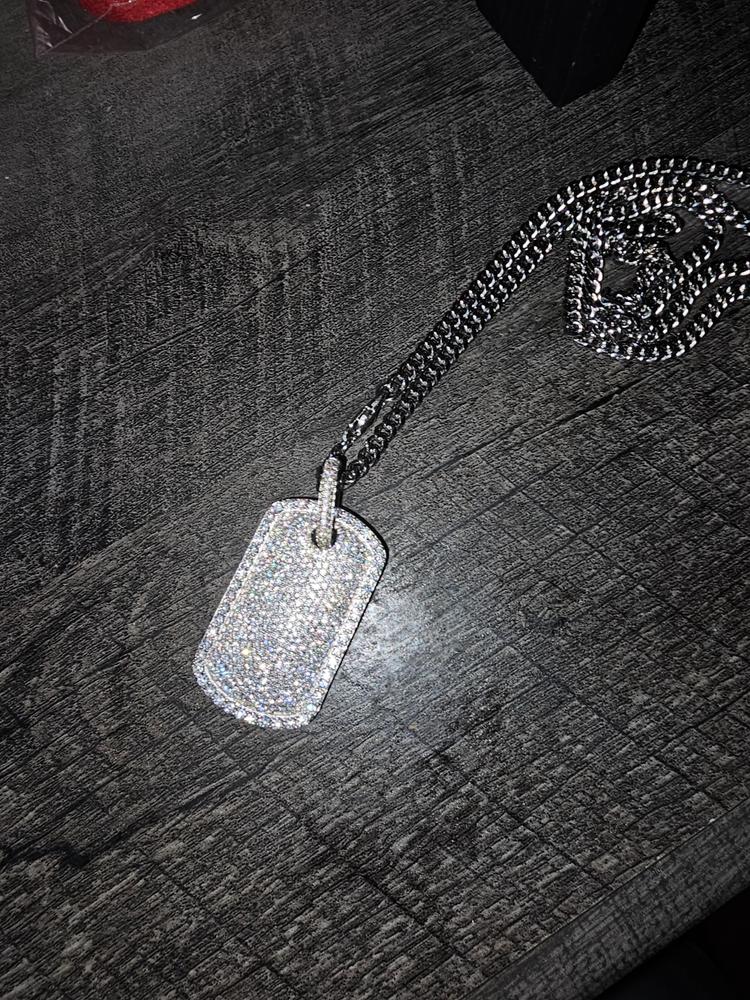 925S & VVS Moissanite Dog Tag - Customer Photo From Ronnie J.