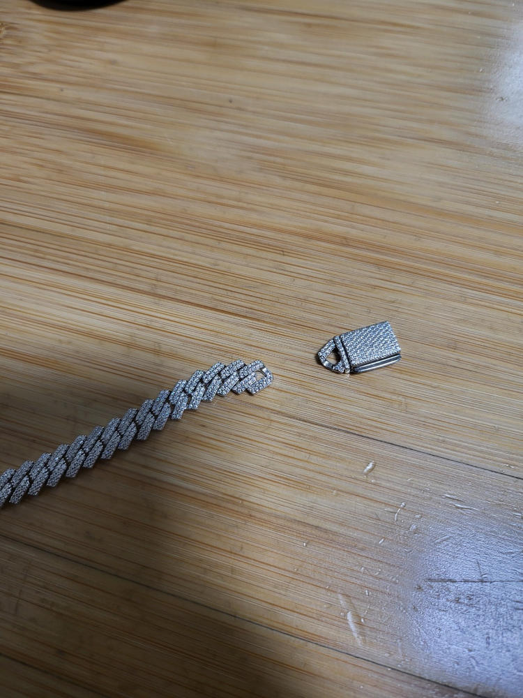 925S & VVS Moissanite 8.5MM Prong Cuban Bracelet - Customer Photo From Brett R.