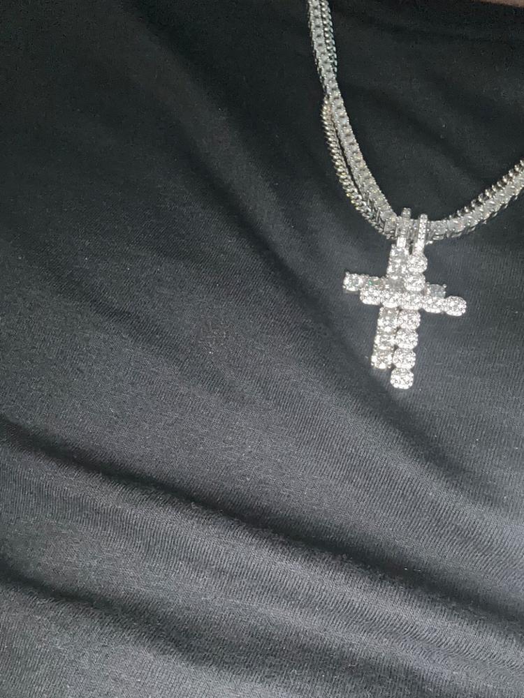925s & VVS Moissanite Cluster Cross Necklace - Customer Photo From Donald D.