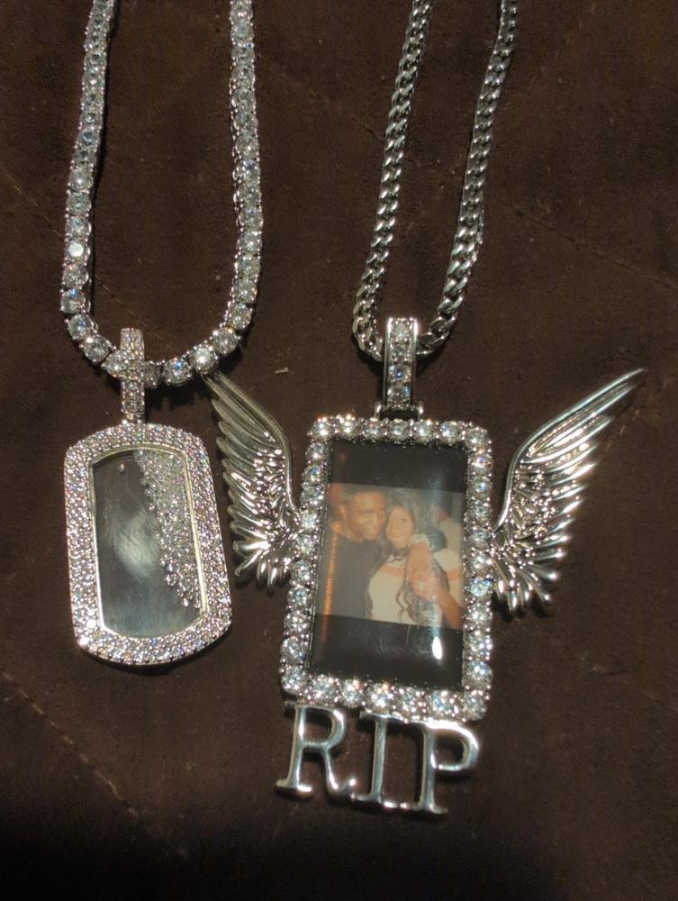 925S & VVS Moissanite Dog Tag Necklace - Customer Photo From Octavious R.
