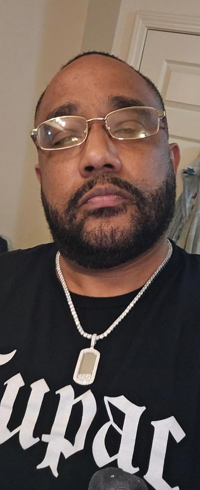 925S & VVS Moissanite Dog Tag Necklace - Customer Photo From EUGENE J.
