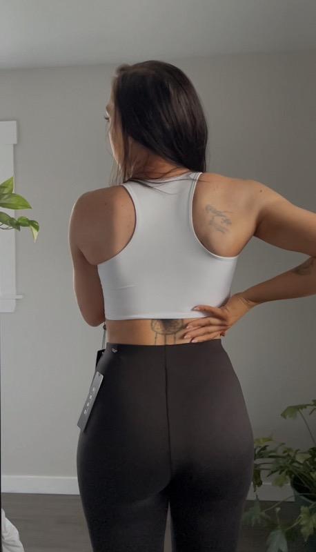 Racer Back Athleisure Crop Top - Pure White - Customer Photo From Tay Armstrong