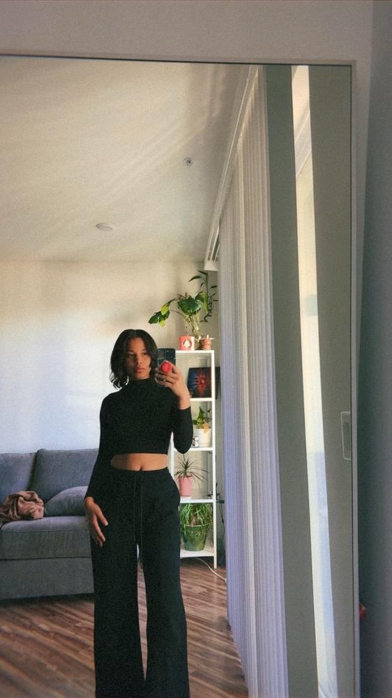 Structured Wide Leg Sweatpants  - Black - Customer Photo From Jade Smith