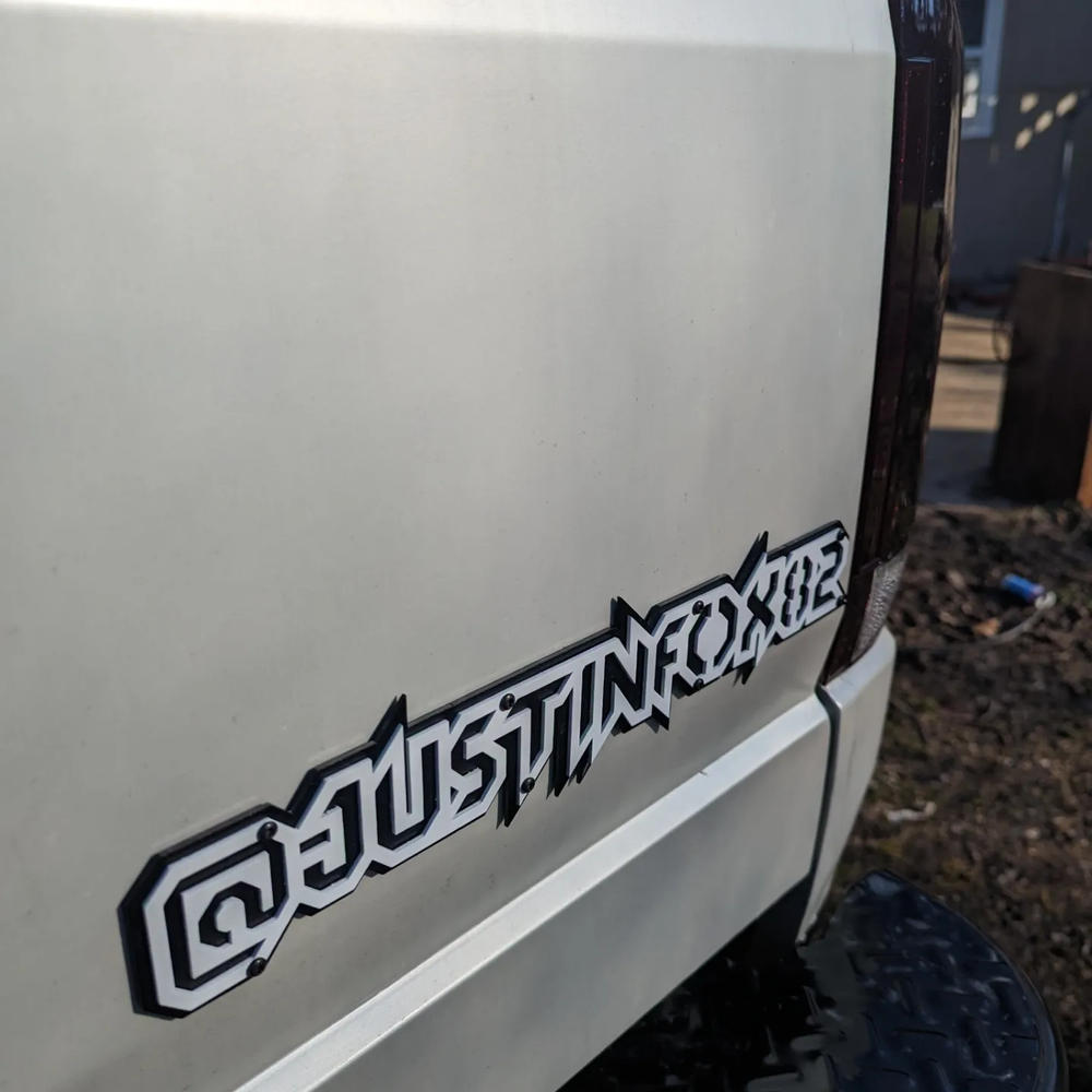 Custom Text Emblems - Customer Photo From Justin Fox