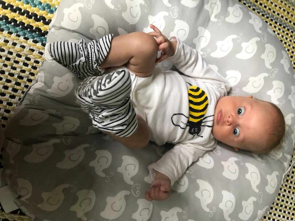 Organic Cotton Baby Bootie - True Navy/Baby Pink - Customer Photo From Jessica Zieg