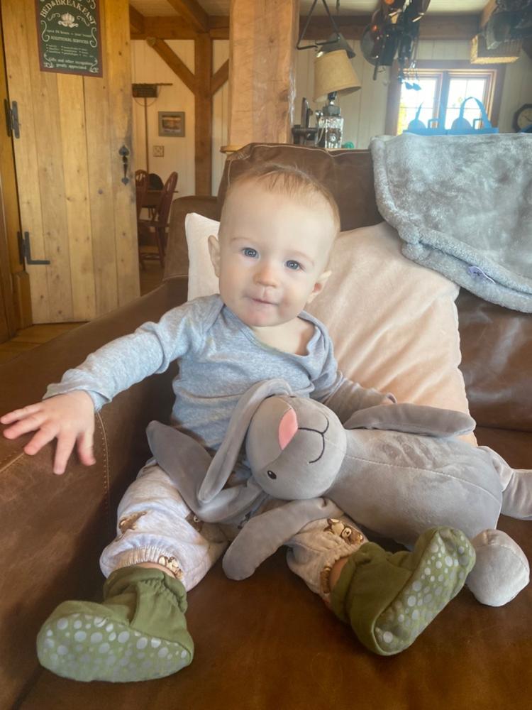 Organic Cotton Gripper Baby Bootie - Cream - Customer Photo From Katie Cameron