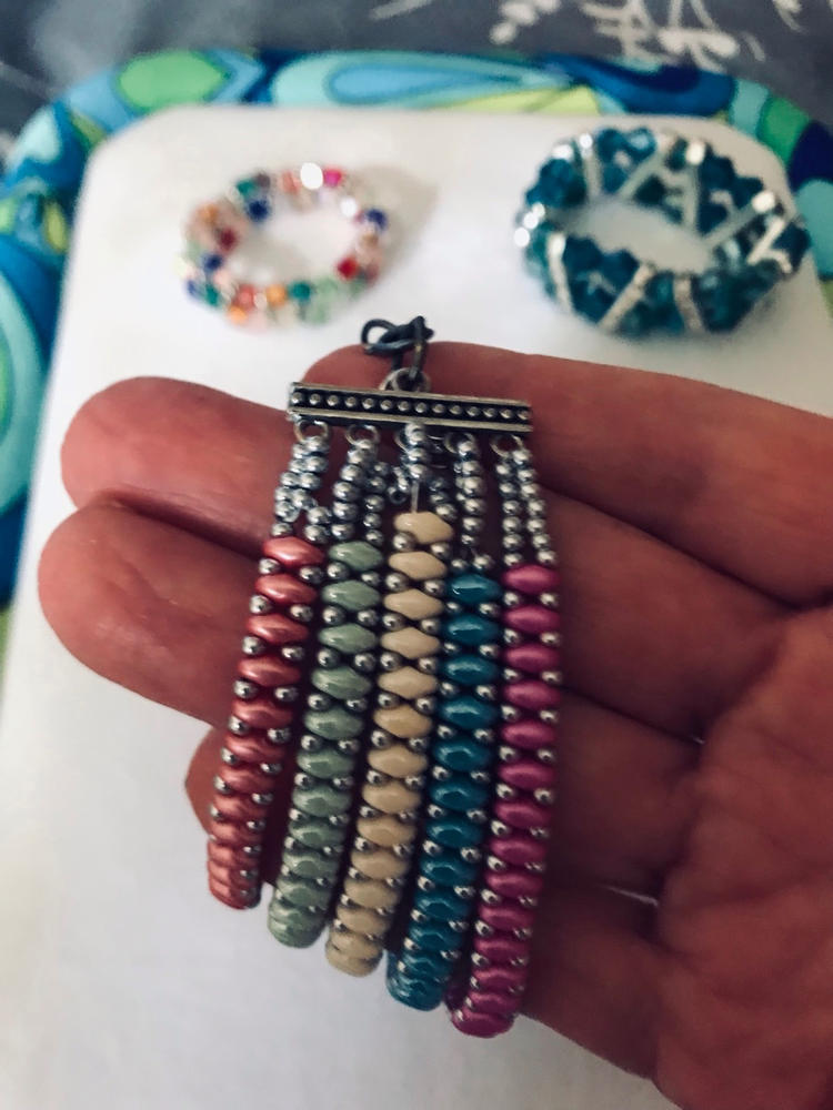 2-Hole SUPERDUO 2x5mm Czech Glass Seed Beads POLYCHROME AQUA TEAL (2.5" tube) - Customer Photo From diane aka