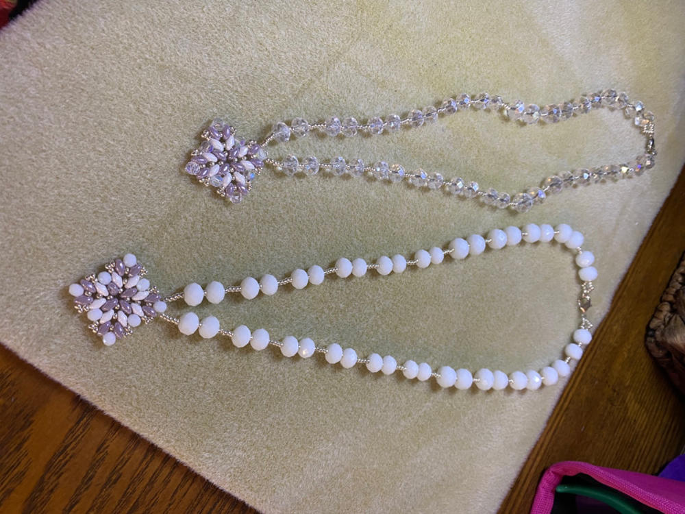 2-Hole MINIDUO Czech Glass Beads 2x4mm LUSTER OPAQUE WHITE (2.5" tube) - Customer Photo From Carol Giamoni