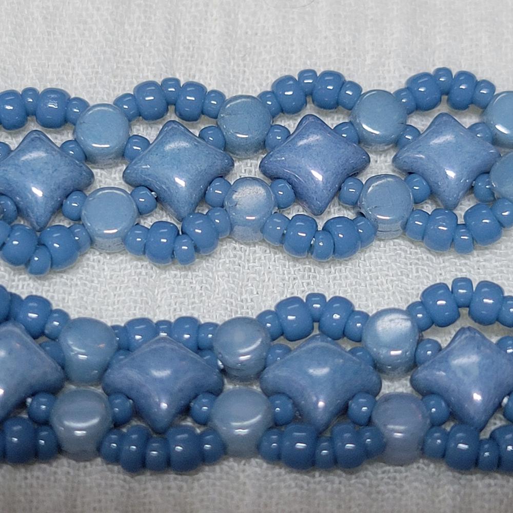 2-Hole WIBEDUO Czech Glass Beads 8x8mm CHALK WHITE BABY BLUE LUSTER (Pack of 50) - Customer Photo From KalliJ