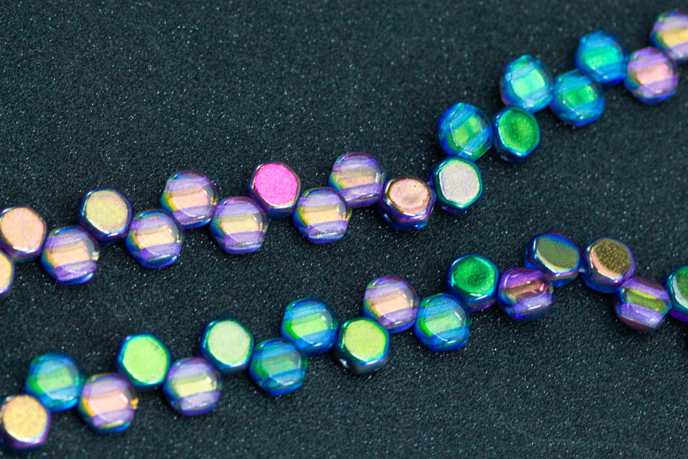 6mm Honeycomb MAGIC BLUE PINK 2-Hole Czech Glass Beads (30 pcs) - Customer Photo From Janis